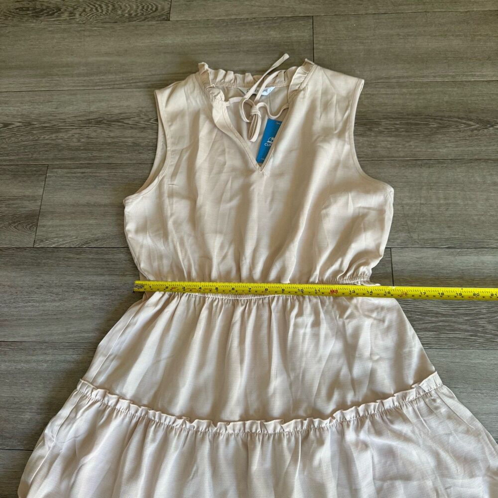 Cupshe NWT Refined Ruffle Beige Mini Dress Sz M Western Mediterranean Vacation - Picture 9 of 16
